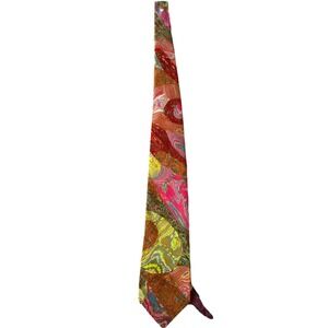 Vintage KIPPER Mens Silk Necktie Psychedelic Abstract Swirl Print